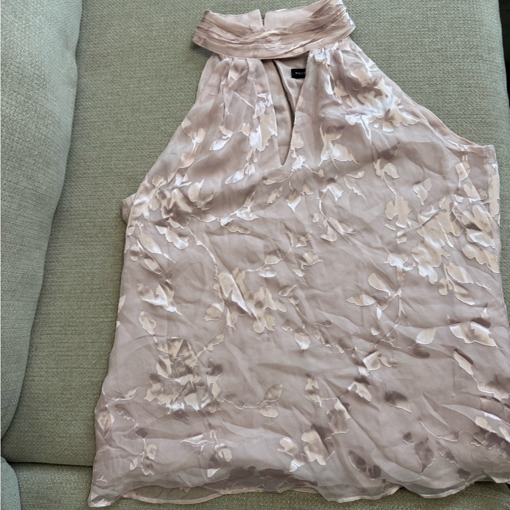 White House Black Market Blush Satin Top